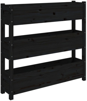 vidaXL Pflanzkübel Schwarz 112x25x104,5 cm Massivholz Kiefer 823924