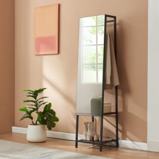 Garderobenspiegel 2-in-1 Klilbojle 160x40x35 cm Schwarz [en. casa]