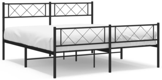 vidaXL Bettgestell mit Kopf- und Fußteil, Metall, Schwarz, 120x200 cm