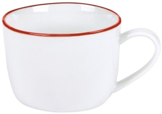 Lambert Piana Kaffee-Teetasse Porzellan, H 7 cm, D 9,5 cm, Dekor Rand weiß / rot 21405