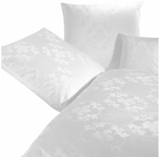 Mako-Damast Bettwäsche - Curt Bauer Josephine 155x220 + 80x80 cm-0000 weiß,