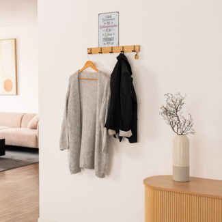 HOME DELUXE Garderobenleiste HOOK inkl. Haken und Magnete - Bambus