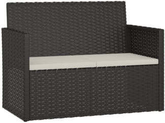 vidaXL Gartenbank mit Kissen Schwarz 105 cm Poly Rattan 362316