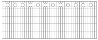Schmuckzaun / Doppelstabmattenzaun Kreis-Dekor Komplett-Set mit Abdeckleisten / Verzinkt / 101cm hoch / 60m lang