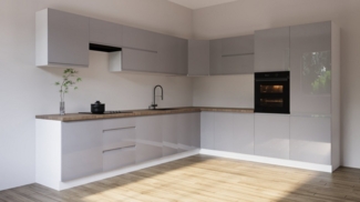 ROYAL24_MARKT Winkelküche K92-G350 - Aspen - Schlicht, funktional und elegant, (Komplett Set), Edles Design - Top Material - Hochwertig.