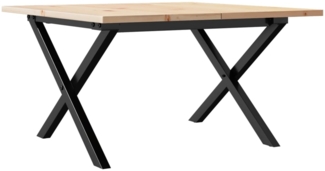 vidaXL Couchtisch X-Gestell 60x60x40cm Massivholz Kiefer und Stahl 3282682
