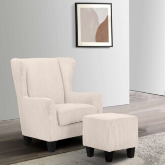 Home affaire Ohrensessel Chilly, Sessel mit Hocker und Federkern-Polsterung, (Set, 2-St, bestehend aus Sessel und Hocker), in Cord und Microfaser-Bezug, Unser Dauertiefpreis