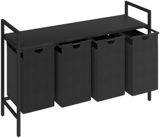 STEELSØN 'Rigil' Wäschesammler, schwarz, Wäschekorb inkl. 4 Wäschesäcke je 40 Liter aus Oxford-Gewebe, ausziehbar, Wäschebox mit MDF-Ablagefläche