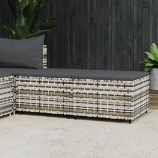 vidaXL Gartenhocker mit Kissen 2 Stk. Grau Poly Rattan