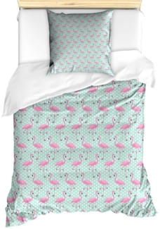 Abakuhaus Bettwäsche Milbensicher Allergiker geeignet mit Kissenbezug, Microfaser, Pink Flamingo Vögel auf Tupfen