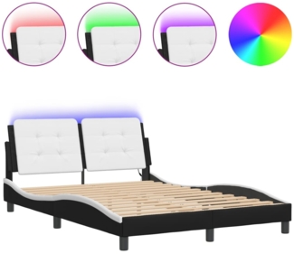 vidaXL Bettgestell mit LED ohne Matratze "Zadar" Schwarz und Weiß 140x190 cm Kunstleder 3214108