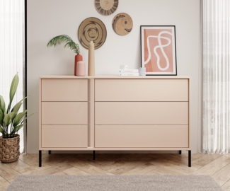 AX LIVING Kommode mit 6 Schubladen Piemontesia 138 6S beige – 137,3cm