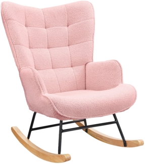 Rockiger Sessel, gepolsterter Stillstuhl fr Wohnzimmer, Schlafzimmer, maximale Ladung, 130 kg, rosa, 75 x 68 x 92 cm