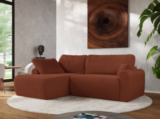 Ecksofa, L-förmiges, lose Kissen, DL-Schlaffunktion, (H 100 x T 187 x B 273 cm) - CUBO L - Plüsch Orange - linke Seite