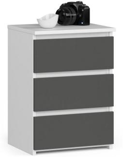 Home Collective Kommode 40 cm breit Holz Highboard Sideboard für Flur Schlafzimmer Wohnzimmer (Mehrzweckschrank Schrank schmal Kommode Schlafzimmer mit Schubladen), Kinderzimmer Organizer, 57 cm hoch mit 3 Schubladen weiß-grau