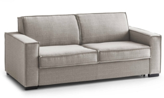 Dmora 2-Sitzer Schlafsofa Alisa, Wohnzimmersofa mit drehbarer Öffnung, gepolsterter Stoff, schmale Armlehnen, 100 % Made in Italy, cm 180x95h90, Taupe