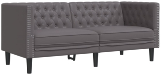 vidaXL Chesterfield-Sofa 2-Sitzer Grau Kunstleder 372662