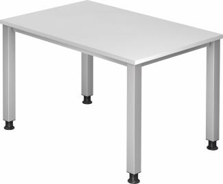 bümö manuell höhenverstellbarer Schreibtisch 120x80 cm in weiß - PC Tisch höhenverstellbar & klein, höhenverstellbarer Tisch Büro, kleiner Computertisch verstellbar, Q-Serie, QS-12-W