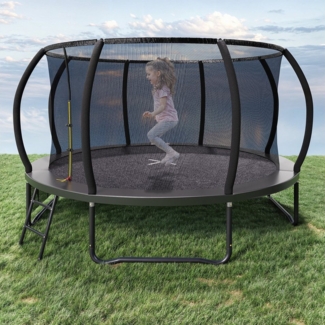 GUNJI Gartentrampolin 305cm Kindertrampolin,bis 150kg,Komplett-Set mit Leiter, Ø 228 cm