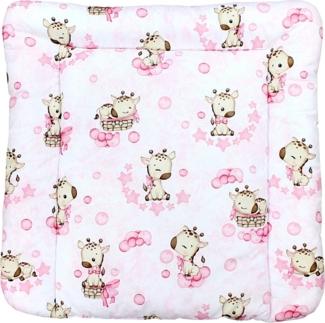 TupTam Baby Wickeltischauflage mit Baumwollbezug Gemustert, Farbe: Giraffe/Rosa, Größe: 70x60 cm