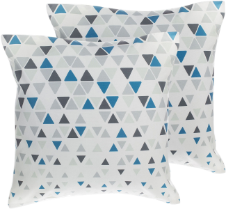 Kissen 2er Set Geometrisches Muster CLEOME 45 x 45 cm Weiß Grau Blau