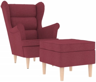 vidaXL Sessel mit Fußhocker Weinrot Stoff 3307992