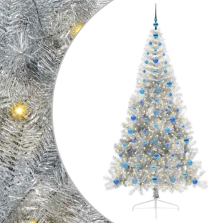 vidaXL Künstlicher vorbeleuchteter Weihnachtsbaum Silber 210 cm 3397226
