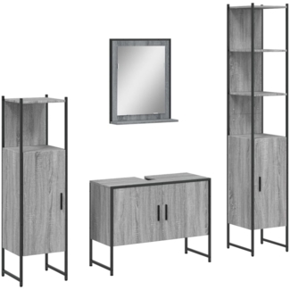 vidaXL 4-tlg. Badmöbel-Set Grau Sonoma Holzwerkstoff 3214362