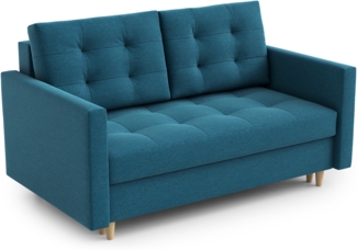 AX LIVING Spaxton 2 Sitzer Sofa Klein 155 cm Türkis mit Schlaffunktion