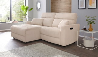INOSIGN Ecksofa JENNA, L-Form, 209cm, manuelle u. elektrische Funktion, mit USB A/C, Liegefunktion 105°-150°, Federkern, Cord