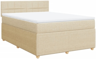 vidaXL Boxspringbett mit Matratze Creme 140x200 cm Stoff 3287484