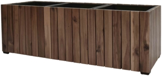 Pflanzgefäß Colorado 2 Pflanzkasten Blumenkasten Akazienholz 33x93x31 cm mit Einsatz