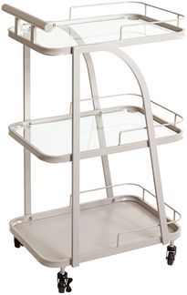 Servierwagen >55189< mit 3 Ablagen,Glas und Kaschmirgrau - 35x79x45 (BxHxT)