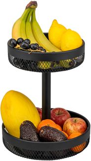 eluno 2-stöckige runde Obstetagere, Ø 20 cm und 25 cm, aus schwarzem Metall