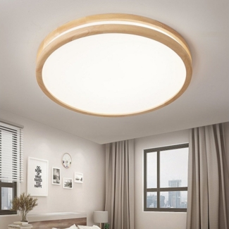 Natsen Deckenleuchte LED Deckenlampe Holz, 96W, Voll dimmbar, Warmweiß bis Kaltweiß, 50*50*6cm Rund, Perfekt für Wohnzimmer, Küche, Schlafzimmer, Büro usw.