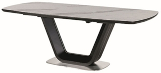 Esstisch Säulentisch Accra 160-220x90x76cm weiß Marmor schwarz ausziehbar