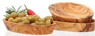 Olivenholz-erleben Dipschale oval aus edlem naturbelassenem Olivenholz, Massivholz, (Set, 3-tlg), Einzigartige Maserung, jede Schale ein Unikat, leichte Reinigung