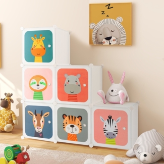 Kleiderschrank für Kinder mit 8 Würfeln & Hängebereich einfache Montage Weiß