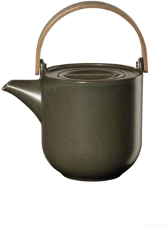 ASA Selection coppa nori Teekanne mit Holzgriff, Tee Kanne, Porzellan, Grün, 1 L, 19370192