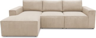 DOMO. collection Ecksofa 800 021, Couch in L-Form mit Cordstoff, Modulsofa mit Taschenfederkern, Sofa, Polsterecke, Eckcouch 273 x 172 x 85 cm (BxTxH), creme