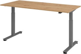 bümö elektrisch höhenverstellbarer Schreibtisch Asteiche 180x80 cm, Gestell: Graphit - Büroschreibtisch höhenverstellbar elektrisch, elektrischer Bürotisch & Gaming Tisch, Stehschreibtisch, XMST-19-R-G
