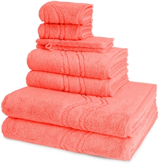 Ross Cashmere feeling 8 tlg. Frottier-Set - 2 X Handtuch (50 X 100cm), 2 X Duschtuch (75 X 140cm), 2 X Gästetuch (30 X 50cm), 2 X Waschhandschuh (16 X 22cm) - 520 g/m2 - Flamingo
