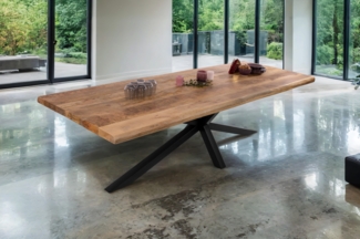 Esstisch Baumkante massiv Mango 240 x 100 Spider-Gestell schwarz CALI 140108950