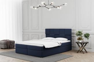 Boxspringbett Schlafzimmerbett JOLIE 160x220cm in Stoff Matt Velvet Dunkelblau