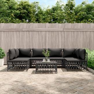 vidaXL 7-tlg. Garten-Lounge-Set mit Kissen Anthrazit Stahl 3186911