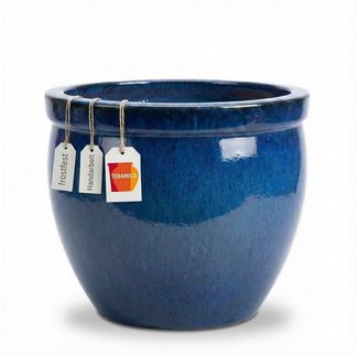 Teramico Blumentopf Keramik Pflanzgefäß "Bavaria Tall" Royal Blau – Ø 37cm (1 St), Frostfest, UV-Fest