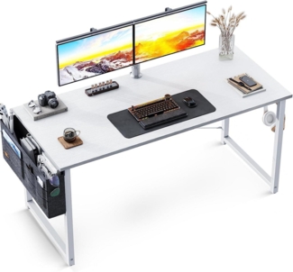 ODK Schreibtisch Weiß 120 x 50 x 74 cm Computertisch Bürotisch mit Kopfhörer Halter