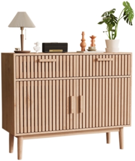 FUROKOY Sideboard Kommode Küchenschrank, Holzbeine (Buffetschrank mit 2 Türen und 2 Stauraum Schubladen), für Schlafzimmer, Wohnzimmer, Flur, 100 x 35 x 80 cm