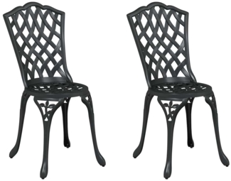 vidaXL Gartenstuhl 2 pcs Schwarz 55 x 56,5 x 91cm Aluminium 42002395