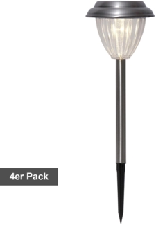 Star Trading Solarpoller-Set Palma, 4 Stück, LED, Warmweiß, Dämmerungssensor, Außenbereich, 28 cm